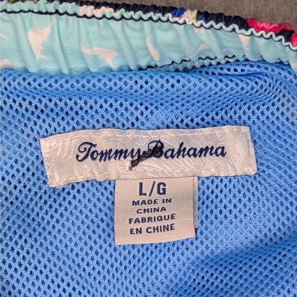 Tommy Bahama Swim Trunks L Navy Blue Floral Hawaiian Board Shorts Tropical - Picture 8 of 9